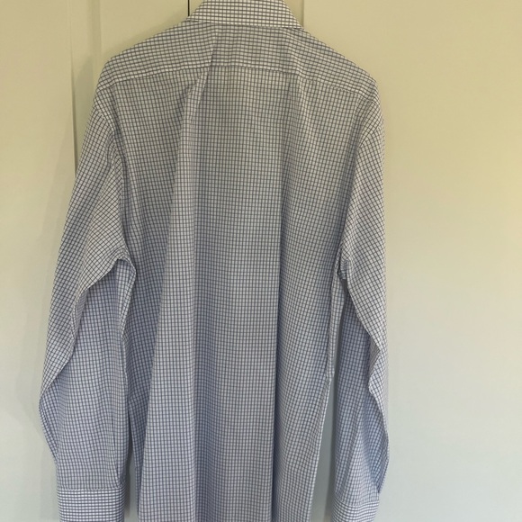 Bloomingdale's White and Blue Checkered Dress Shirt - Picture 2 of 3